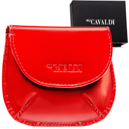 Skórzane, czerwone etui na klucze z portmonetką damską - 4U Cavaldi