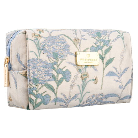 Svetlomodrá dámska kozmetická taštička z polyesteru s kvetinovým vzorom Svetlomodrá dámska kozmetická taštička z polyesteru s kvetinovým vzorom