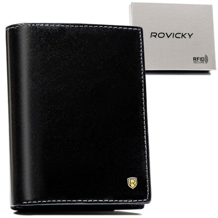 Čierna pánska kožená peňaženka s RFID ochranou – Rovicky