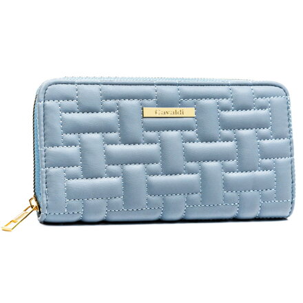 Niebieski portfel damski ze skóry ekologicznej zamykany suwakiem - 4U Cavaldi