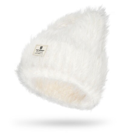 Biela dámska čiapka Beanie s mäkkou kožušinovou textúrou