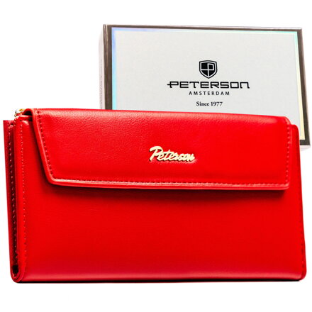 Červená dámska peňaženka z ekologickej kože so zapínaním na magnet