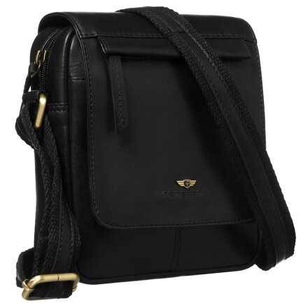 Čierna pánska kožená crossbody taška s klopou a zipsom – štýlový mestský doplnok