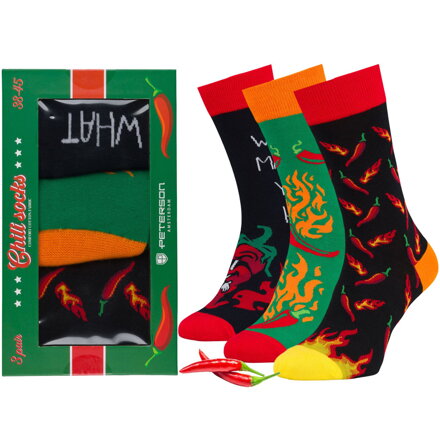 Pánske ponožky s motívom chilli 3 páry veľkosť: 38–44 - Peterson