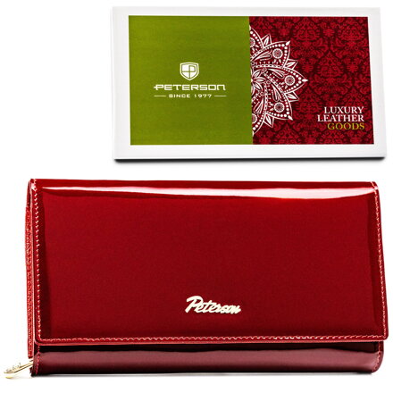 Elegantná červená lakovaná dámska peňaženka z prírodnej kože