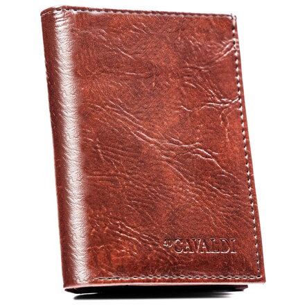 Duży, brązowy portfel męski ze skóry ekologicznej - 4U Cavaldi