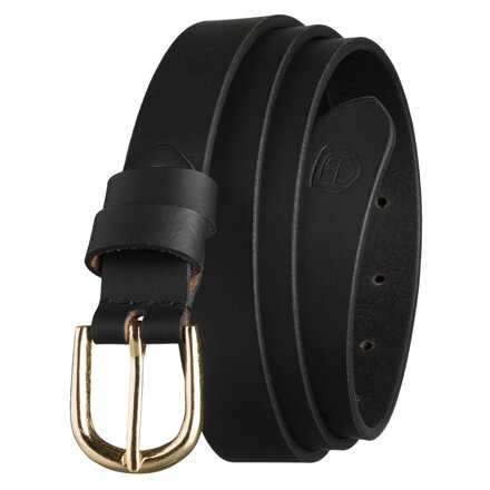 Elegantný dámsky kožený opasok čierny so zlatou prackou Peterson