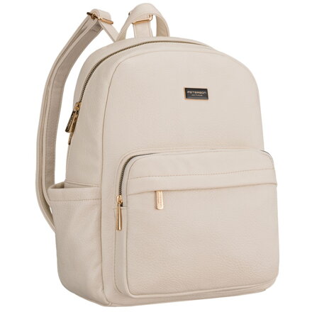 Duży plecak damski ze skóry ekologicznej beżowy miejski do pracy mieści A4 - Peterson