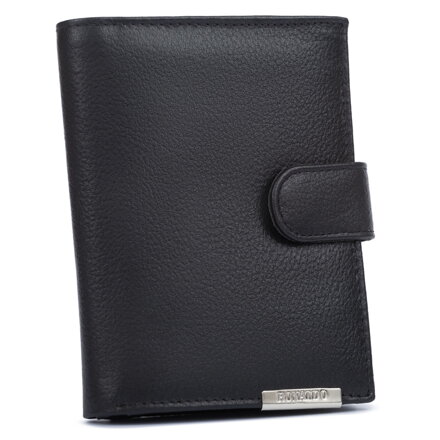 Veľká čierna pánska kožená peňaženka 4U Cavaldi so zapínaním na patent a RFID ochranou