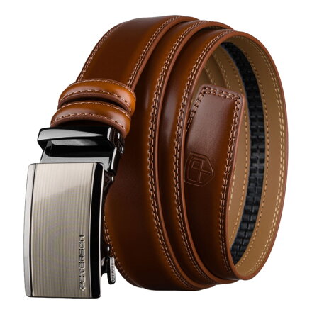 Pánsky kožený opasok v hnedej farbe s automatickou prackou