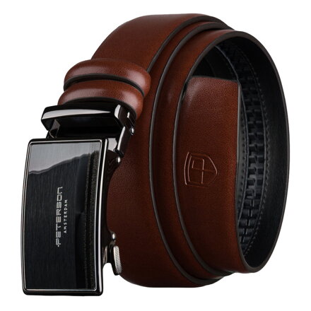 Pánsky kožený opasok v hnedej farbe s automatickou prackou