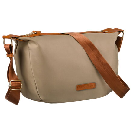 Listonoszka damska z nylonu w kolorze khaki z brązowymi wstawkami ze skóry ekologicznej - Rovicky