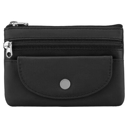 Etui na klucze w czarnym kolorze wykonane ze skóry naturalnej, zamykane suwakiem