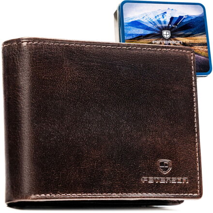 Veľká pánska kožená peňaženka v hnedej farbe s RFID - Peterson