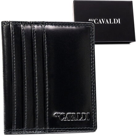 Skórzane, czarne etui na karty bez zapięcia z systemem RFID - 4U Cavaldi