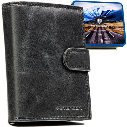 Pánska kožená peňaženka v čiernej farbe s patentom a RFID - Peterson