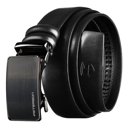 Pánsky kožený opasok v čiernej farbe s automatickou prackou