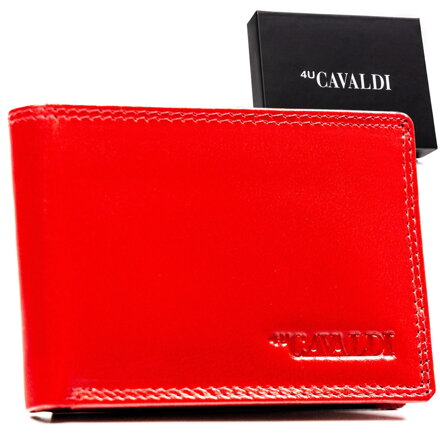 Cienkie, czerwone etui na karty ze skóry naturalnej - 4U Cavaldi