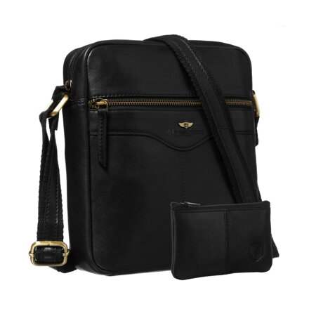 Čierna pánska kožená crossbody taška s jednou komorou – elegantný doplnok pre každý deň