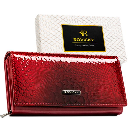 Elegantná červená dámska lakované peňaženka  - Rovicky