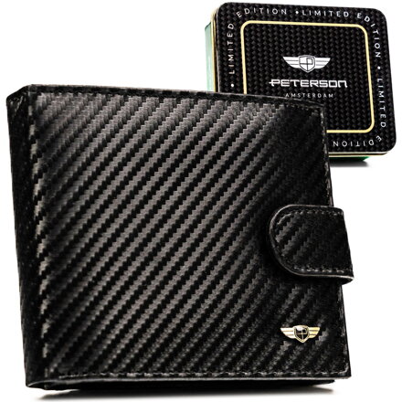 Pánska kožená peňaženka s RFID v čiernej farbe - Peterson
