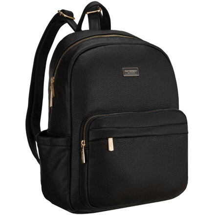 Czarny plecak damski duży mieści A4 zamykany na suwak miejski do pracy na uczelnię skóra ekologiczna - Peterson