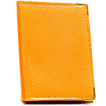 Pomarańczowe etui na karty wykonane ze skóry naturalnej