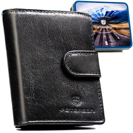 Pánska čierna kožená peňaženka Peterson so zapínaním na patent - Peterson