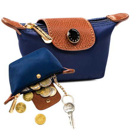 Tmavomodrá kľúčenka Peterson z polyesteru a ekokože