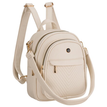 Mały plecak damski beżowy ze skóry ekologicznej 2w1 listonoszka na ramię  mini plecaczek - Peterson