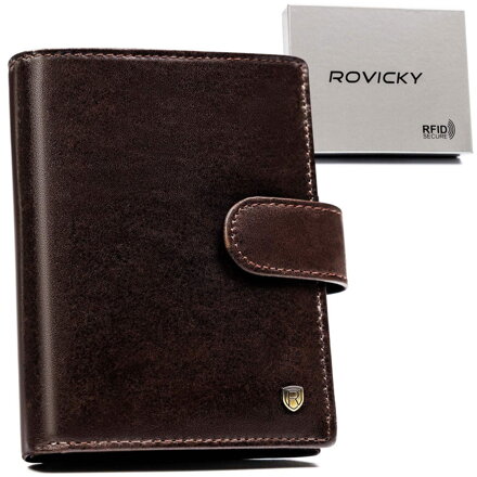 Pánska hnedá RFID peňaženka na doklady - Rovicky