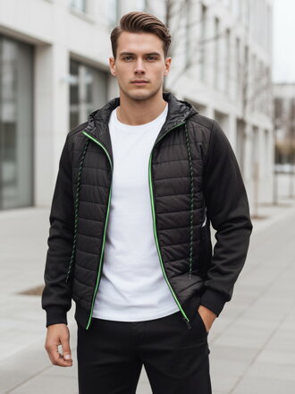 Čierna trendová bunda s kapucňou