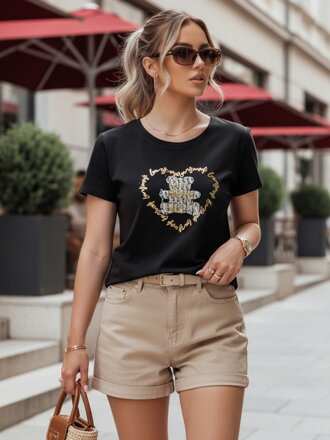 T-shirt damski z misiem TEDDYCAP czarny Dstreet RY2746