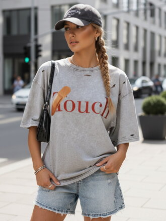 T-shirt damski TOUCH jasnoszary Dstreet RY2629