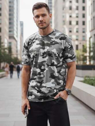 Dstreet RX5590 antracitové maskáčové pánske tričko