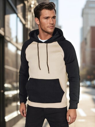 Pánska basic mikina s kapucňou béžovej Dstreet BX5890
