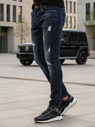 Granátové pánske džínsy