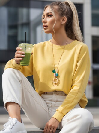 Bluzka damska one size oversize z wisiorkiem NUBISS żółta Dstreet RY2798
