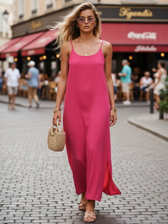 Dámske šaty maxi fuchsiové EY2663
