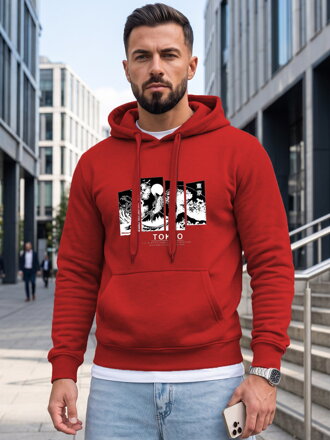 Pánska mikina s nápisom TOKYO a kapucňou Dstreet červená NX5146BX