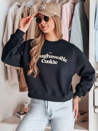 Tmavomodrá dámska mikina COOKIES s priestorovou potlačou BY1447