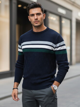 Pánsky tmavomodrý pruhovaný sveter Dstreet WX2334