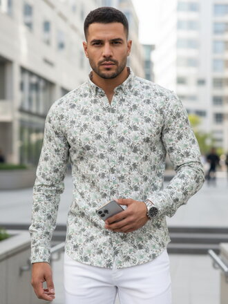 Košeľa pánska biela s kvetmi Dstreet DX2633