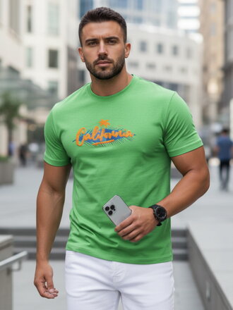 Pánske tričko s potlačou, zelené Dstreet RX5373