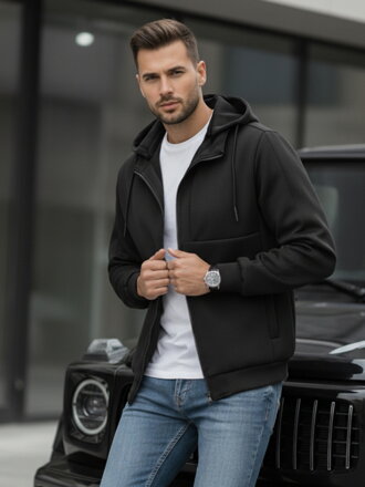 Pánska prechodná bunda s kapucňou, čierna Dstreet TX5016