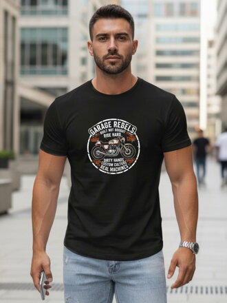 Herren Motorrad Print T-Shirt schwarz Dstreet NX5007R