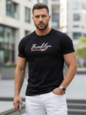 Pánske tričko čiernej farby Dstreet RX5403 s potlačou