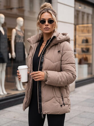 Dámska zateplená prešívaná bunda Dstreet béžová TY5753