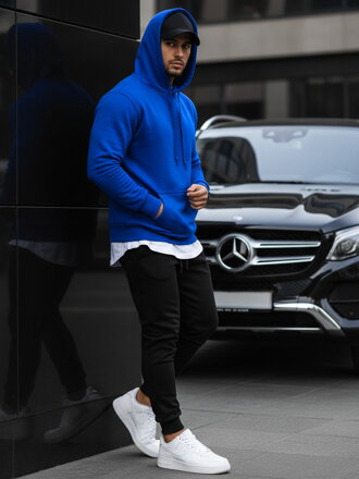 Pánska mikina modrej farby bez zapínania (bx2392)