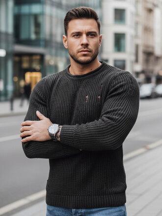 Pánsky štýlový tmavo-sivý sveter